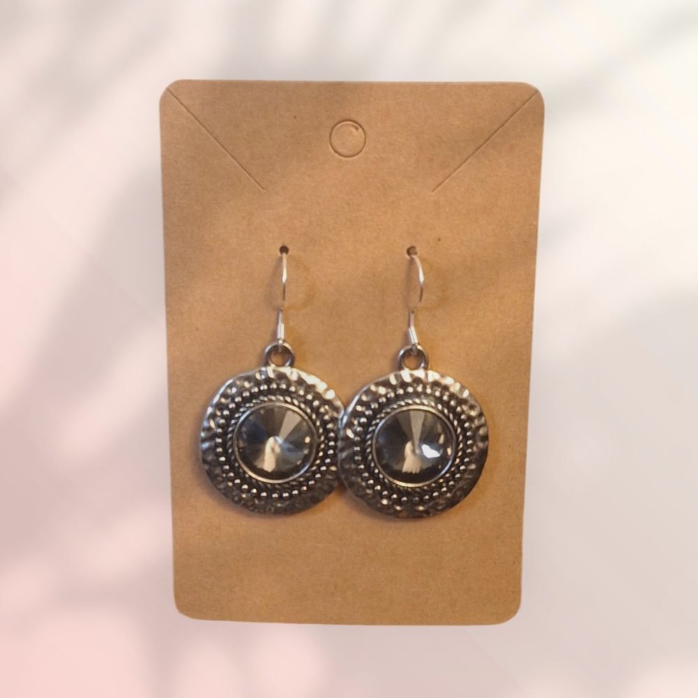 Vintage Recycled Elegant Silver Dangle Earrings .925 Sterling Silver Findings